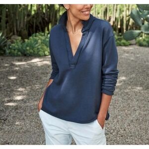 Frank & Eileen The Lab Popover Henley Blue Cotton Size Small